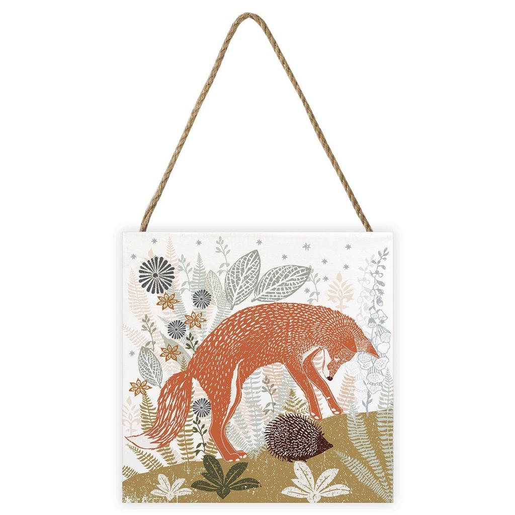 Summer Thornton Woodland Nature Fox Деревянный блок