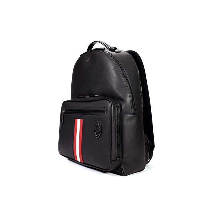 Bally Classic Color Block Striped Business Commuter Zipper Backpack Men Backpack Black 6238747