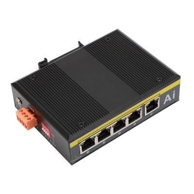 5-портовый промышленный коммутатор Ethernet, широкий диапазон рабочих температур, 10 Мбит/с, 100 Мбит/с, монтаж на DIN-рейку, коммутатор POE с 1 восходящим портом
