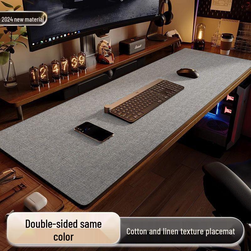 Кожаный коврик для стола с текстурой хлопка и льна - Коврик для письма и мыши для офисного и компьютерного стола