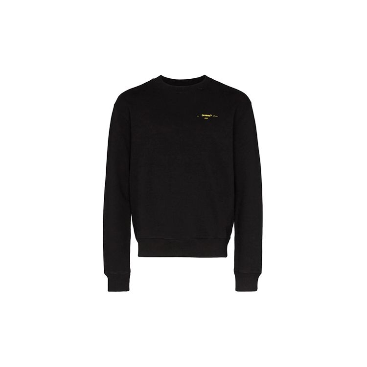 Off-White Акриловые стрелы Slim Crewneck черный / желтый мужские топы OMBA025F19E300101060