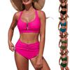 Женский модный цветной купальник-бикини из двух частей