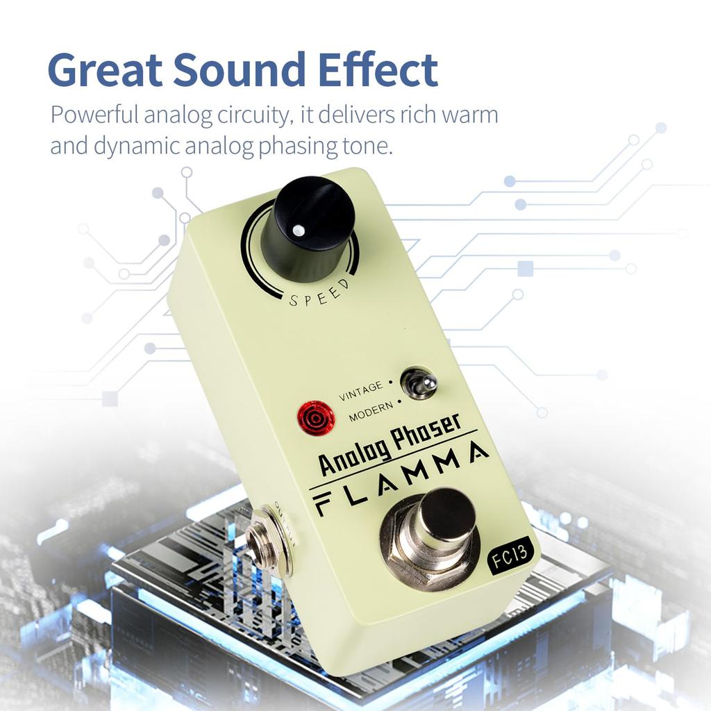 FLAMMA FC13 Phaser Guitar Pedal Analog Phase Effect Mini Pedal Classic Vintage Modern Mode True Bypass Phaser Yellow