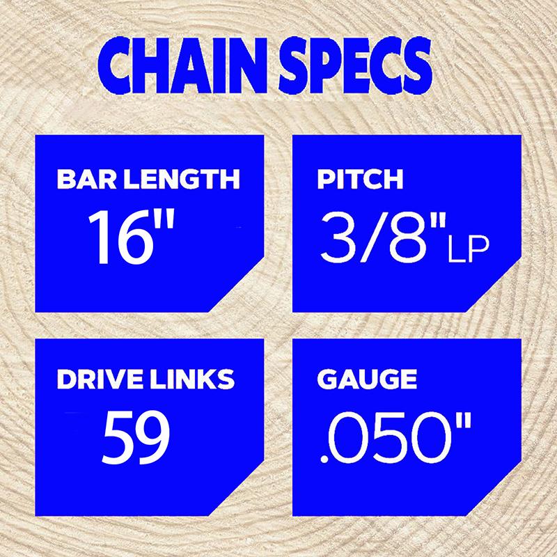 1/2/3/4/6 шт. 16-дюймовая цепная пила, лезвие для лесозаготовок, аксессуары для электропил, 59 приводных звеньев, 29 режущих звеньев, шаг 3/8 дюйма, LP, .050"