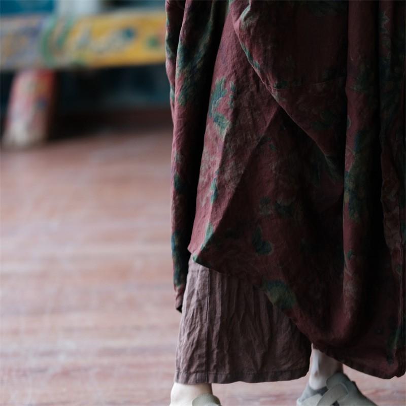 Johnature Осеннее женское свободное льняное платье с принтом, винтажное платье с круглым вырезом в китайском стиле с длинными рукавами