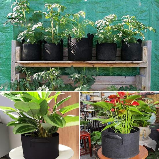 Нетканый мешок для посадки, уличный садовый горшок для растений с усиленными ручками, дышащий мешок большой емкости для выращивания помидоров и картофеля