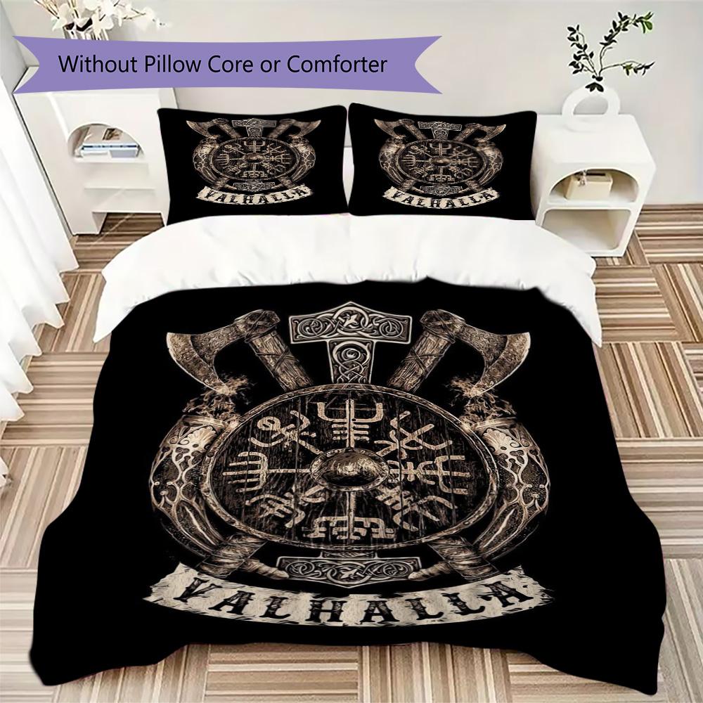 Vintage Viking emblem print Pattern Bedding,Quilt Set Quilt Cover Pillowcase Home Birthday Gift (1*duvet cover+2*pillowcase,without core)XSJT0917052
