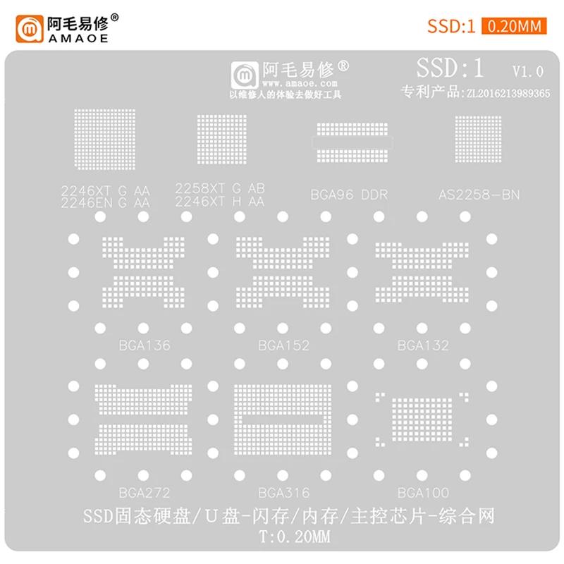 Amaoe SSD1 BGA Reballing Stencil Template For DDR SSD NAND Memory IC BGA96 BGA136 BGA152 BGA132 BGA272 BGA316 BGA100 T=0.2MM