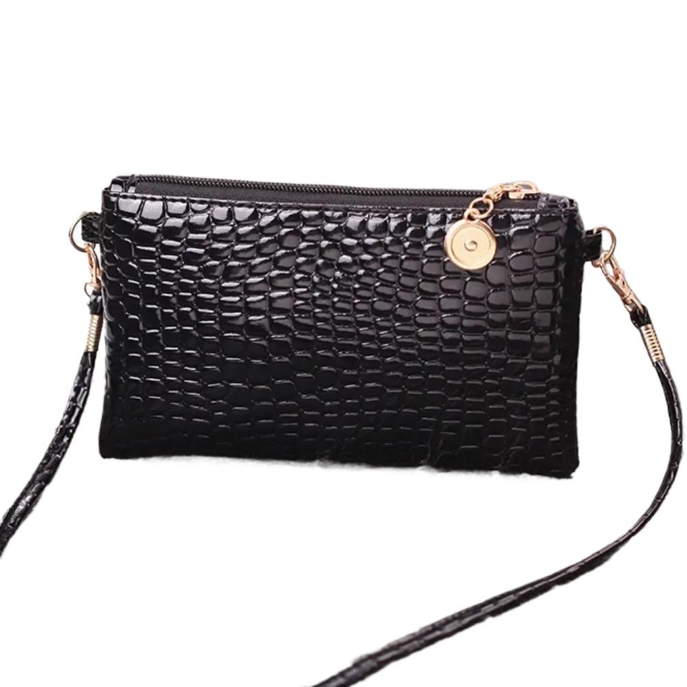 Мода Крокодил Женские Сумки Кошельки для Монет Сумка через Плечо Фурнитура Молния Однотонная Текстура Повседневная Простая Элегантная На Плечо