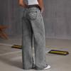 European and American Spring and Autumn Bow Embroidered Jeans for Women High Waist Straight Trousers