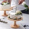 Wooden Tall Feet Cake Stand Glass Cover Cake Pan Dessert Plate Bread Pan Decorative Frame Display Stand Fruit Plate Snack Tray