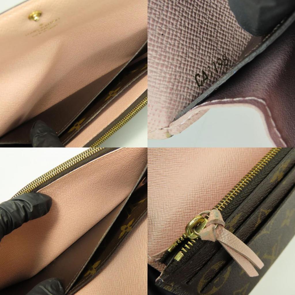 Подержанный кошелек LOUIS VUITTON Portefeuille Emily M61289 Монограмма Коричневый Роза валерин Двухскладной кошелек