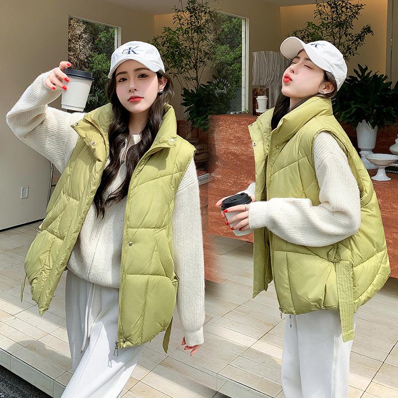 Хлопковый жилет женская верхняя одежда европейская станция осень и зима новый повседневный свободный без рукавов утолщенный теплый однотонный хлопковый жилет