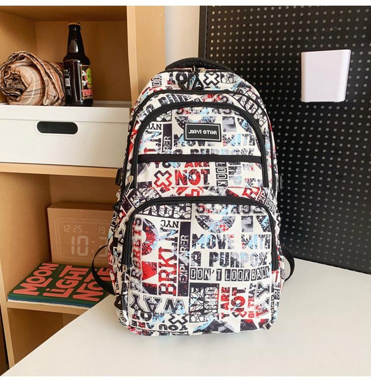 Stylish Nylon Backpack For Men And Women With Letter Design Perfect For School Travel