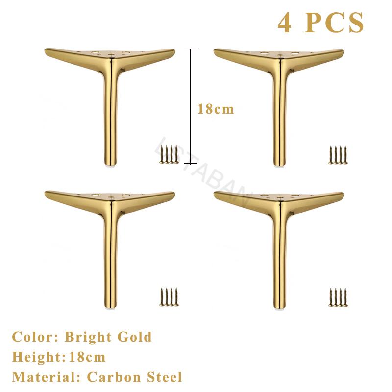 4PCS Metal Furniture Legs TV Cabinet Bed Coffee Table Leg Black Gold Silver Desk Stool Chair Foot Sofa Hardware Replacement Leg