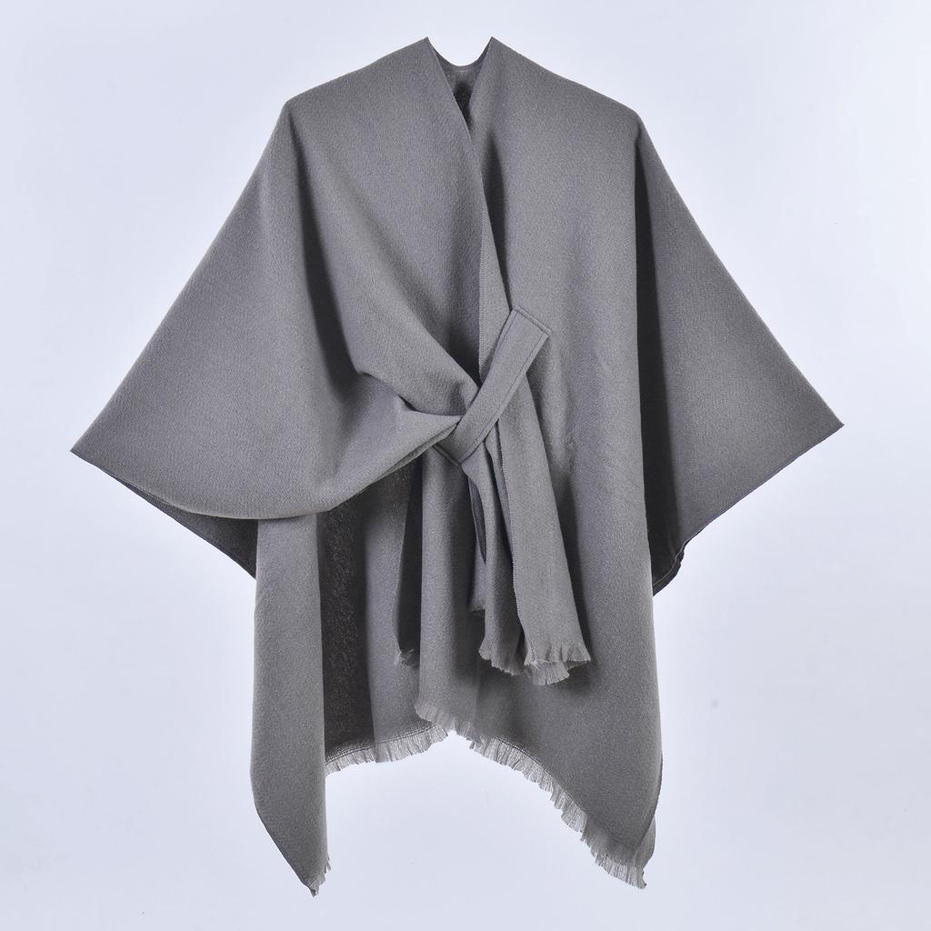 Ladies' Fashionable Warm Cloak, Double-sided Solid Color Slit, Imitation Cashmere, Draped Over Shawl