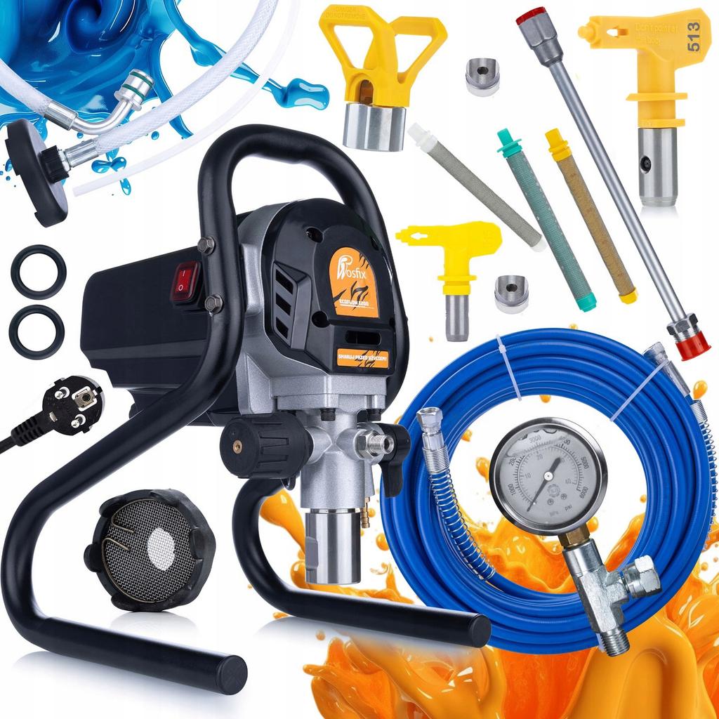 Rosfix Agregat Malarski EcoFlow 1200 – Wydajność 1,7L/min, Moc 1200W | Zestaw z Dyszą 513 i 3 Filtrami | Lanca 30cm