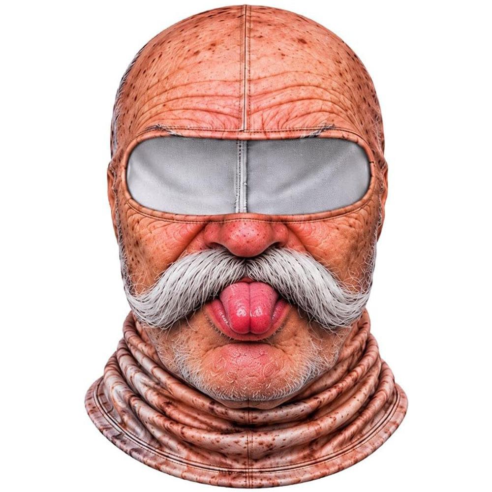 White Mustache Old Man Balaclava Face Mask 3D Face Printed Funny Ski Mask Novelty Headwear For Men