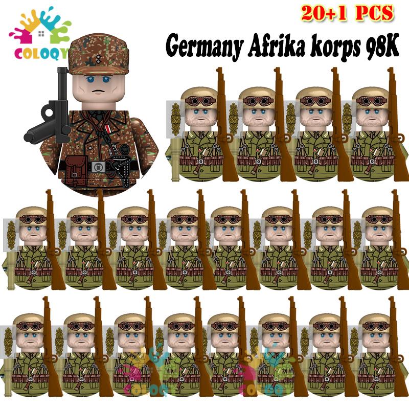 Детские игрушки 21 шт./лот Вторая мировая война N001-N095 Офицеры Солдаты Строительные блоки США Советские Великобритания Мини-фигурки Для детей Дни рождения Подарки
