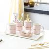 Полосатый позолоченный керамический набор для ванной комнаты туалетные принадлежности с подносом мыльницы стаканчик для зубных щеток туалетные принадлежности
