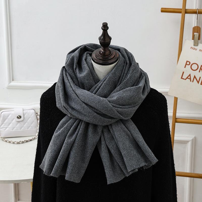 Short Beard Scarf for Women Winter High End Wool Cashmere Scarf Versatile Men's Shawl Solid Color Red Scarf