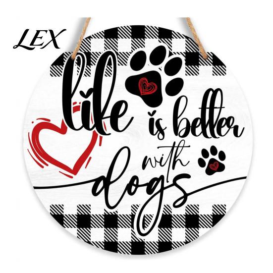 Wooden Welcome Sign Rustic for Front Door with Cute Pet Paw Prints, Creative Wood Hanging Wall Decor Hemp Rope Home Entryway Porch Farmhouse