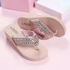 Women's Summer New Fashionable Water Diamond Slope Heel Thick Bottom Flip Flops 2025