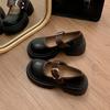 Одиночные туфли повседневные ретро толстый каблук платформа Мэри Джейн маленькие кожаные туфли женские