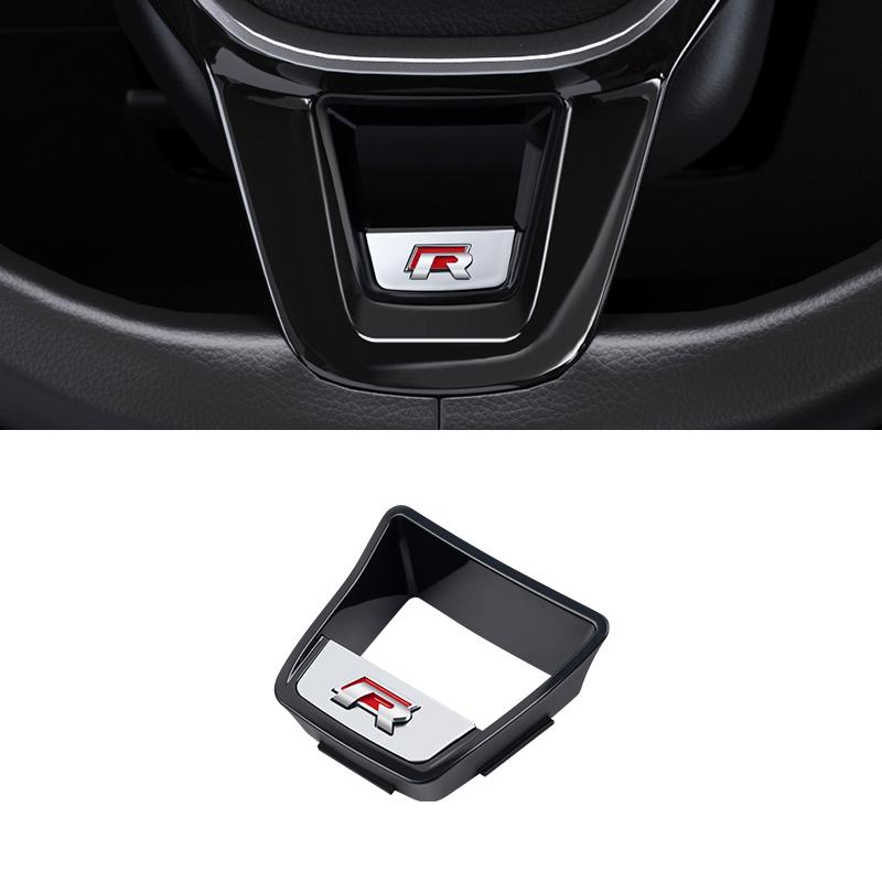2026 New For VOLKSWAGEN VW Senior R Rline Logo Car Steering Wheel Trim ABS Plating Stickers Accessories For Volkswagen GTI Polo