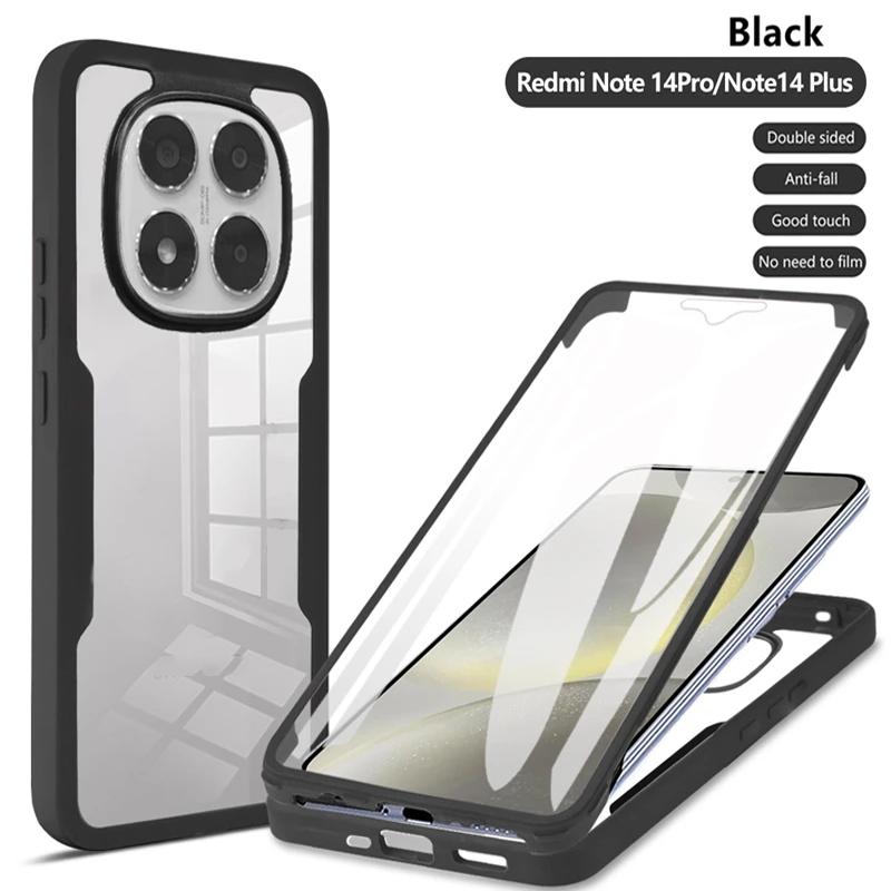 360 Двусторонняя Полная Защита Чехол для Телефона для Xiaomi Redmi Note 15 14 13 12 Pro 4G 5G Pro+ Plus note 12 Тонкий Прозрачный Задний Чехол