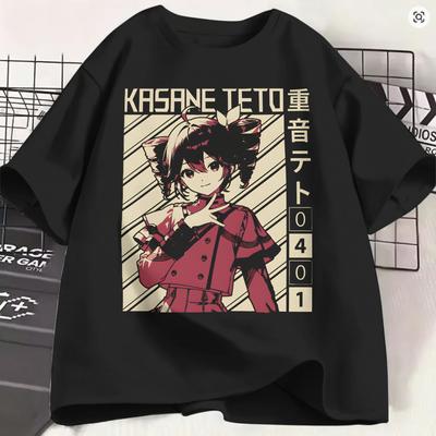 Футболка Kasane Teto Летние трендовые футболки Унисекс 100% Хлопок Круглый вырез Оверсайз Футболки с коротким рукавом Уличная одежда Футболка