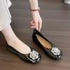 Fashion Flat Black Shoes for Women Slip-on Square Toe Low Heels Shallow Mouth Female Footwear Crystal Autumn Slip On New Dress Rhineston