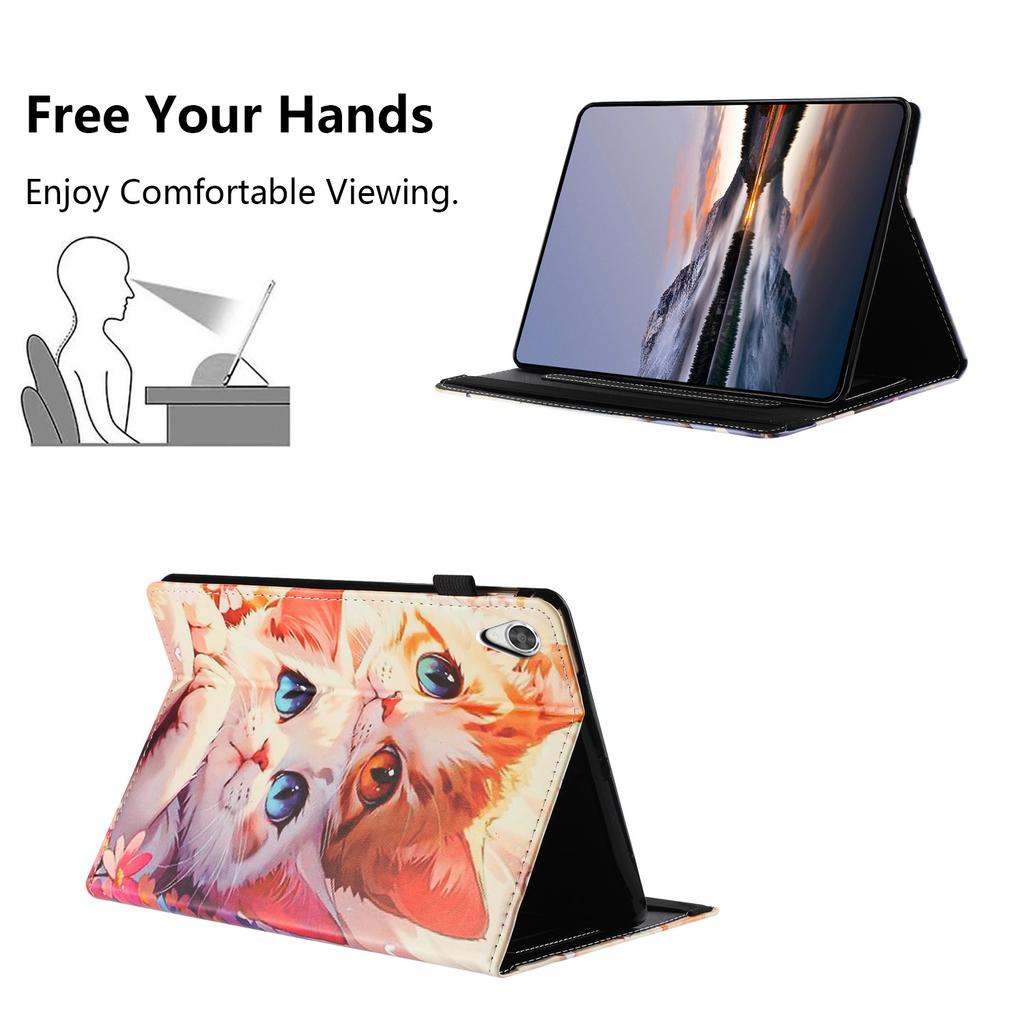 Для планшета Lenovo Tab M9 TB-310FU Чехол Текстура личи Узорная печать Кожаная обложка Автоматический сон/пробуждение с держателем для карт