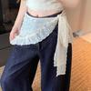 Белый кружевной треугольный бахромчатый кружевной пояс-платок для бедер женский занавес для пука сложенный для ношения маленькая декоративная юбка шнуровка сочетающиеся брюки