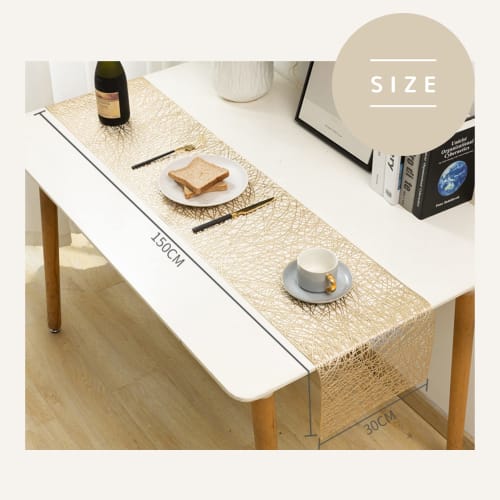 st@r ink Table Runner, Nordic Tablecloth, Stylish Dining Table, Korean Style Table Mat, Party, Jute, Event Decoration, 30cm x 150cm, Gold