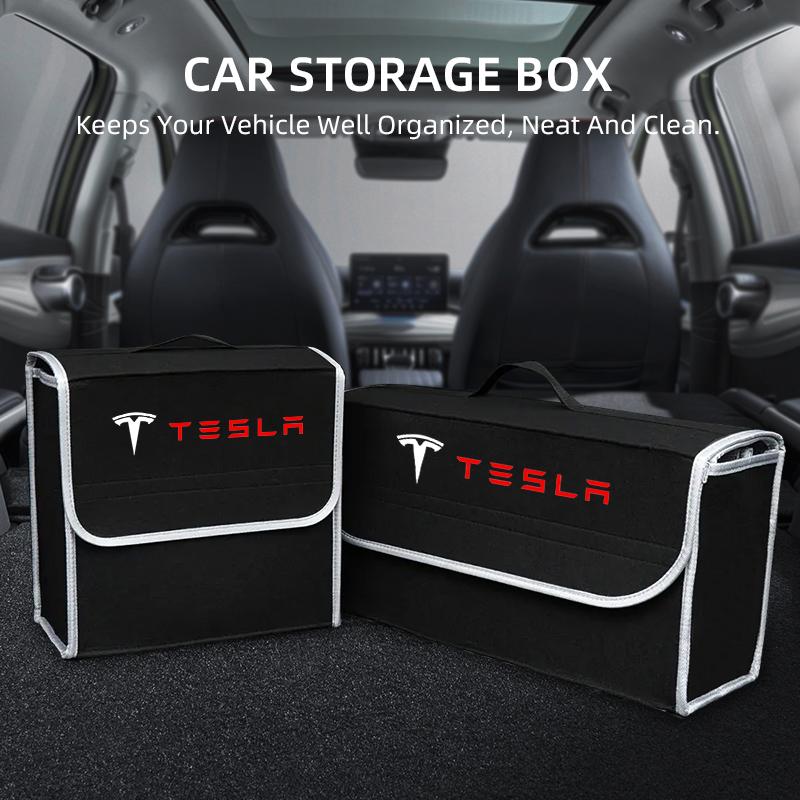 PAJL2 Car Soft Felt Storage Bag Organizer Cars Foldable Trunk Bag For Tesla model 3 model Y Car Stickers