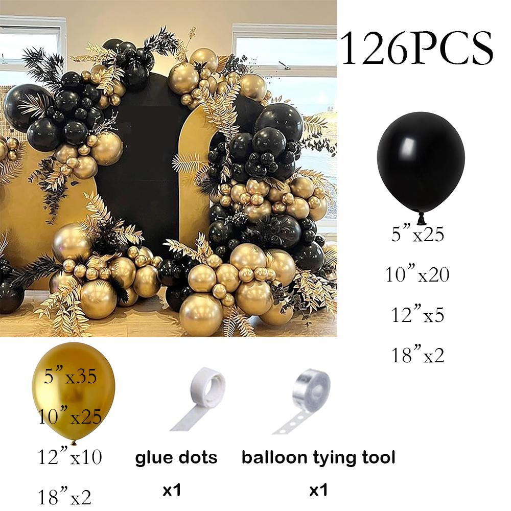 126PCS Black Gold Balloon Garland Graduation Decor Balloon Arch Kit Birthday Party Baby Shower Wedding Anniversary Decoration