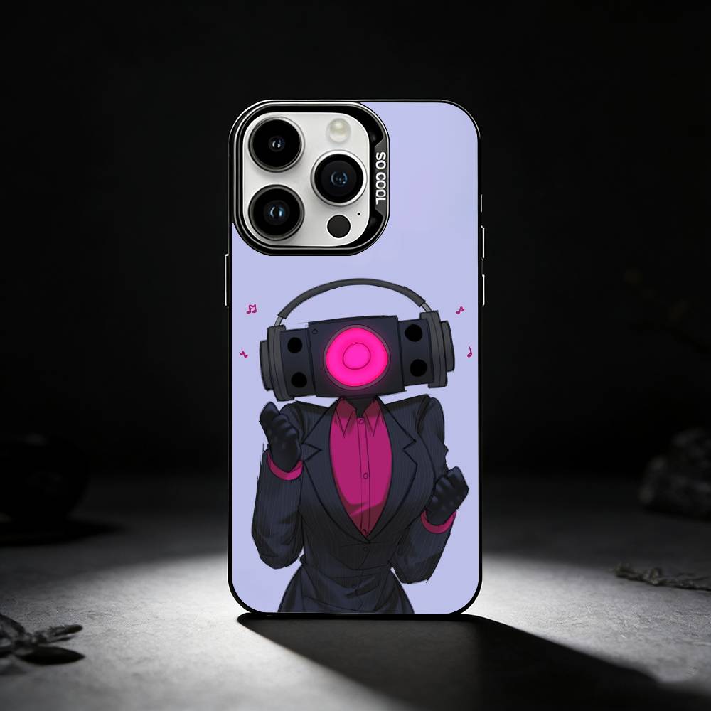 C-Cartoon S-Skibidi Toilet Phone Case For iPhone 17,16,15,14,13,12,11 Plus,Pro Max,XS,Colored silver phone case