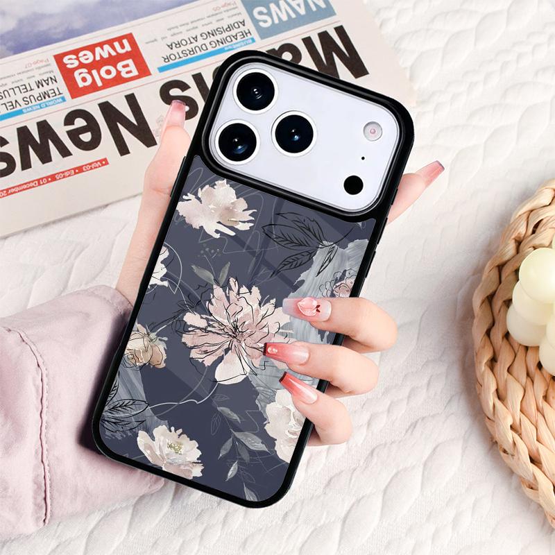 Retro Flower Leaves Graffiti Phone Case For IPhone 17 16e 15 14 13 12 11 Pro Max Air Mini Soft Protective Cover