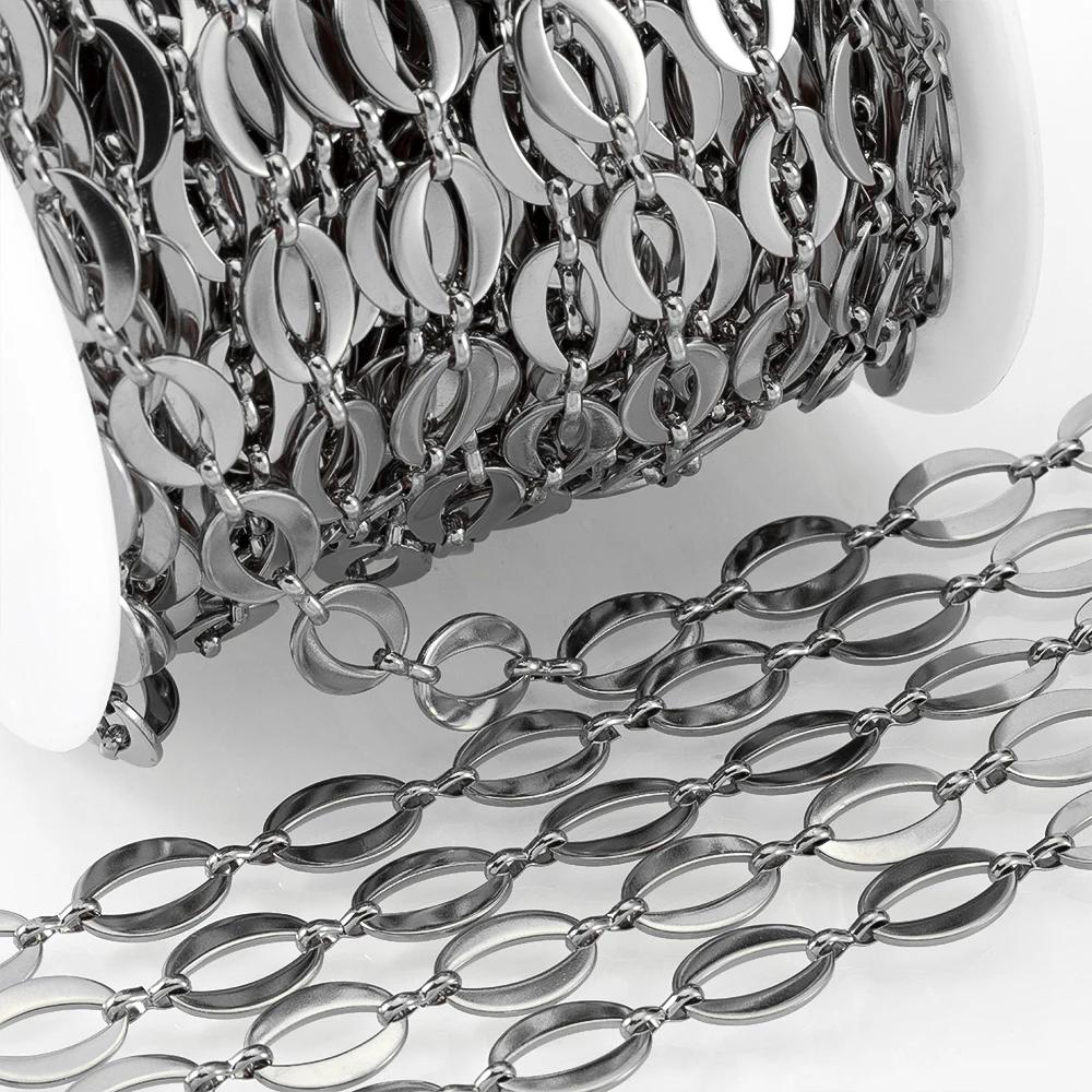 No Fade 1M Stainless Steel Cuban Keel Figaro Chain for Needlework DIY Chunky Necklace Bracelet Jewelry Making Materials Supplies