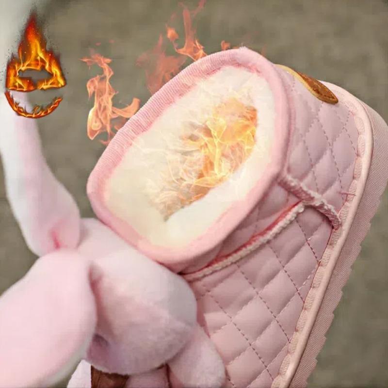 Детские зимние сапоги с изображением кролика из мультфильма, женские зимние новые ботильоны для мальчиков и девочек с утолщенной шерстью из хлопка для детей