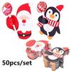 50Pcs/lot  Gift Package Decor Cards Lovely Penguin and Santa Claus Christmas Candy and Lollipop Deco