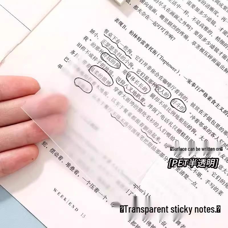 Transparent Sticky Notes: Adhesive, Tearable, Perfect for Handwritten Notes and Highlighting Key Points. Ideal for Students.