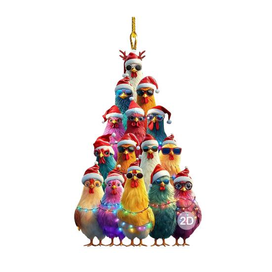 Рождественская елочная игрушка Штабелируемая курица/Кофе/Теннисный мяч Рождественская игрушка 2D Акриловое подвесное украшение для праздничного домашнего декора