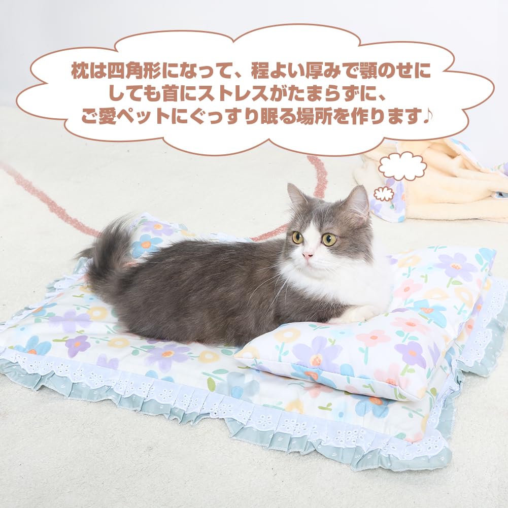 Bidason Подушка для питомца, набор из 3 штук, с двусторонним мягким цветочным принтом, подходит для маленьких собак и товары для питомцев, подушка, одеяло, оборки, милый,
