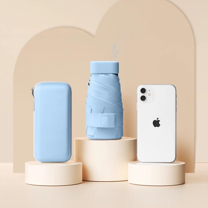 Мини Зонт от солнца 50+ Защита от УФ-лучей Капсула Дождь Двухцелевой Зонт Складной Зонт Высококлассный Женский Солнцезащитный Зонт Складной на 50%