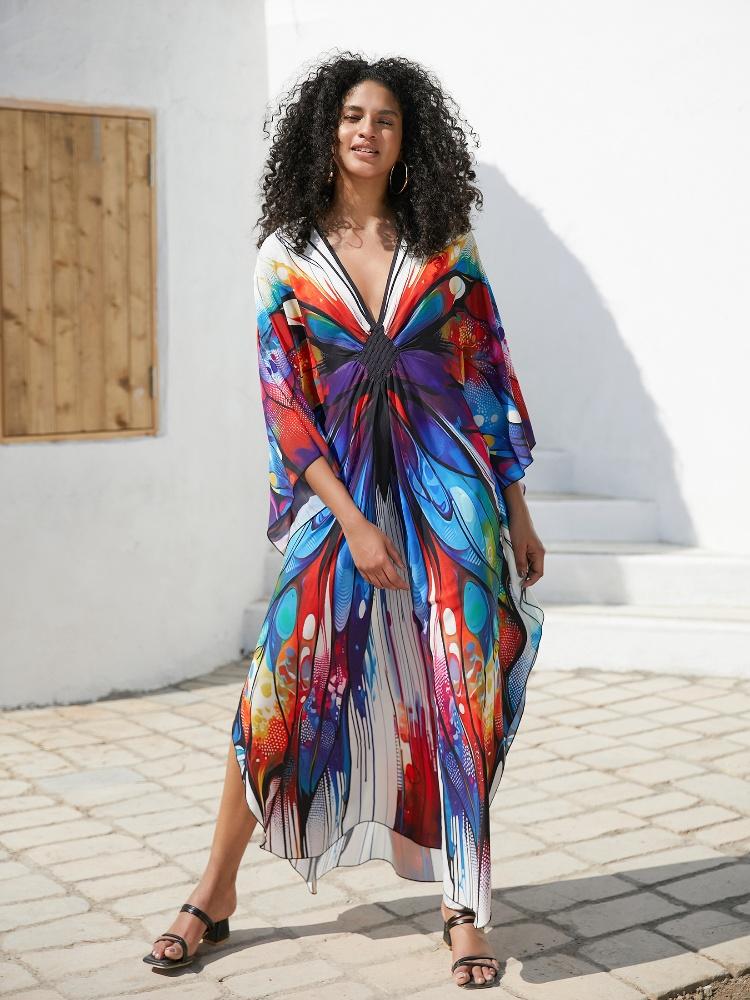 EDOLYNSA Лестный женский кафтан в богемном длинном платье, халат большого размера, платье Moo Moo, купальник, накидка, одежда для отдыха Q1634