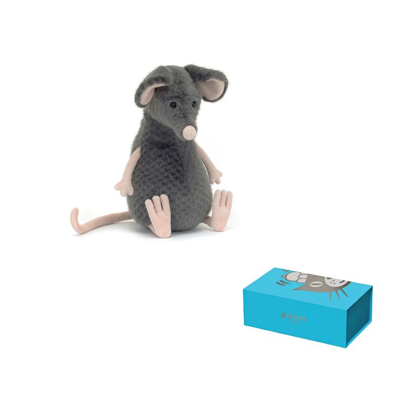 JELLYCAT Woods Animal Series Lachlan Sad Rat Lachlan Sad Rat Grey Doll Plush Figure Sitting 24cm High