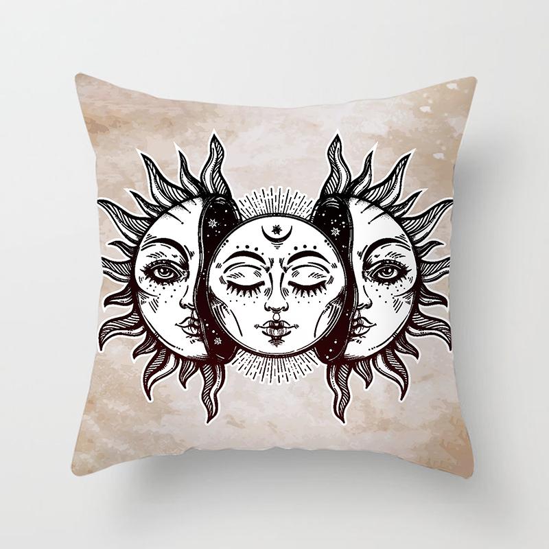 Home Bedroom Living Room Sofa Cushion Cover Decoration Sun Moon Mandala Series Pattern Printing Pillowcase