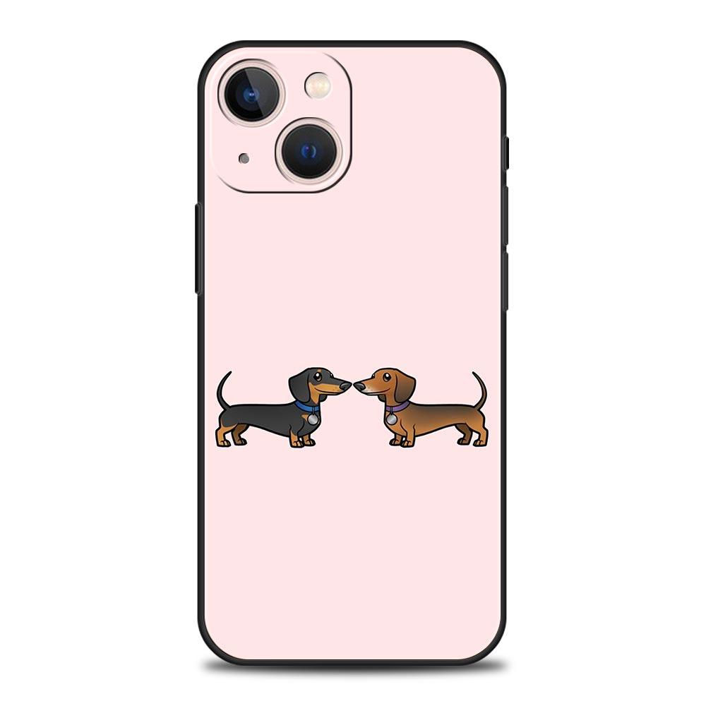 Такса Собака-сосиска Роскошный Чехол Для Телефона Для Apple iPhone 16 11 15 14 Pro MAX 12 13 7 8 Plus X XR XS SE Силиконовый Черный Чехол